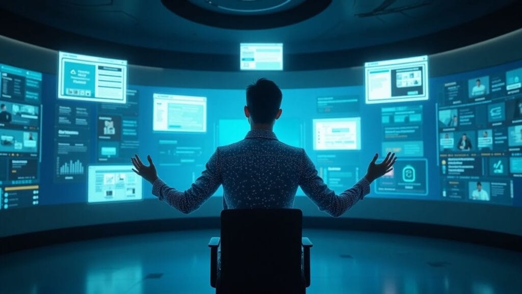 Amazon Nova Act AI agent autonomously managing multiple web browser tasks simultaneously in futuristic digital environment