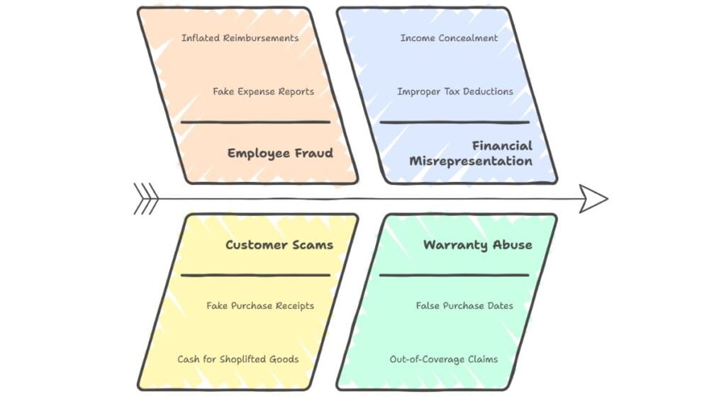 Business risks due to fake receipts