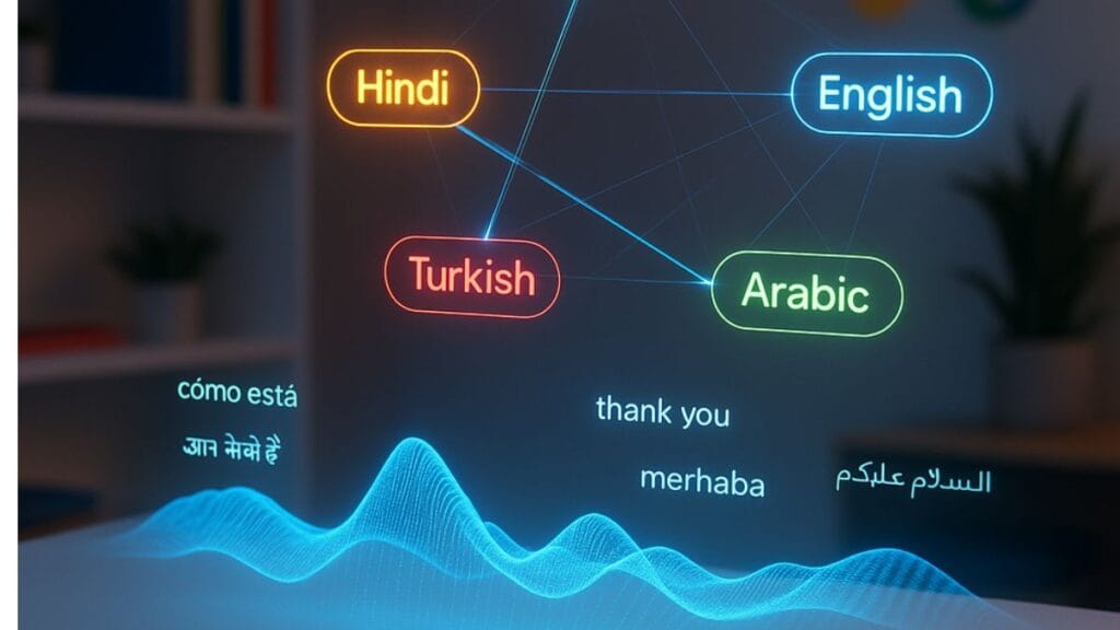 Google NotebookLM multilingual audio overviews showing interactive mind maps with multiple language support for team learning and knowledge management